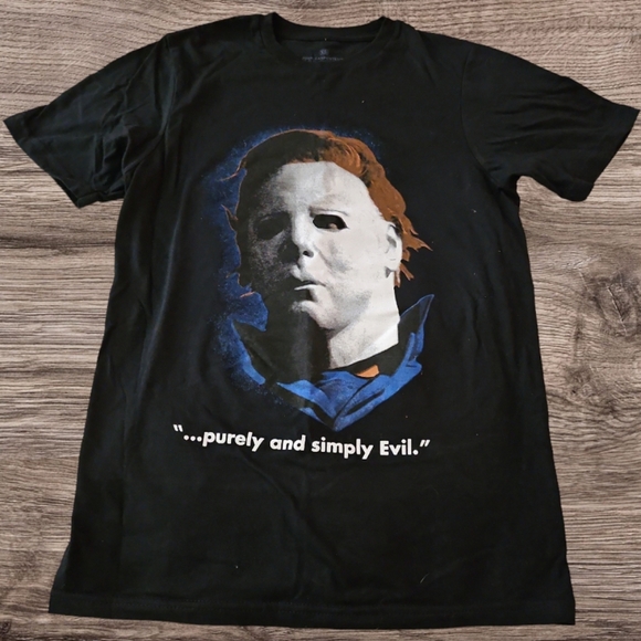 Michael Myers SM - "Purely & Simply Evil" Black T-shirt - Picture 2 of 8